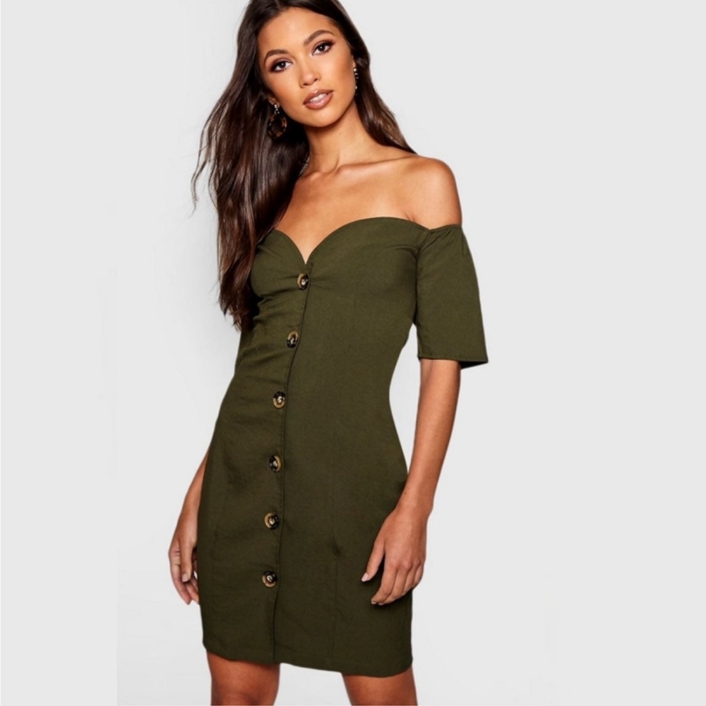 BooHoo Sweetheart Mock Horn Mini Dress